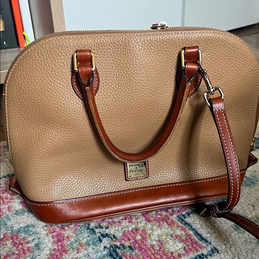 Dooney & Bourke Tan Pebbled Leather Satchel